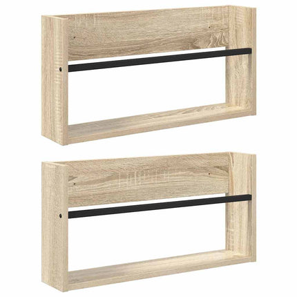 Tidningshylla 2 pcs Sonoma-ek 60 x 12 x 30 cm Konstruerat trä