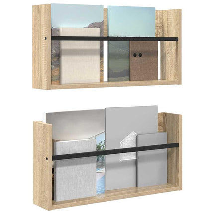 Tidningshylla 2 pcs Sonoma-ek 60 x 12 x 30 cm Konstruerat trä