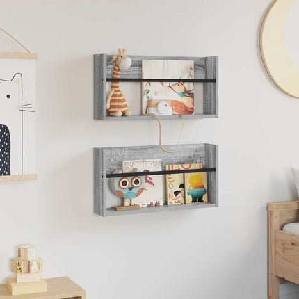 Tidningshylla 2 pcs Grå Sonoma 60 x 12 x 30 cm Konstruerat trä