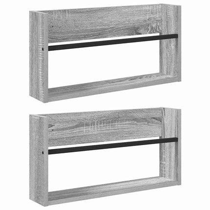 Tidningshylla 2 pcs Grå Sonoma 60 x 12 x 30 cm Konstruerat trä