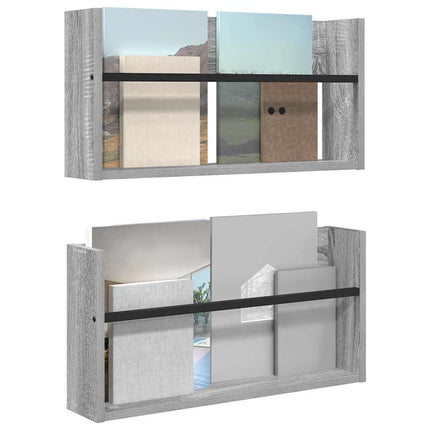 Tidningshylla 2 pcs Grå Sonoma 60 x 12 x 30 cm Konstruerat trä