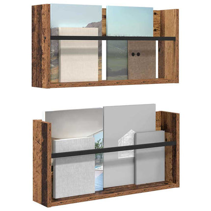 Tidningshylla 2 pcs Gammalt trä 60 x 12 x 30 cm Konstruerat trä
