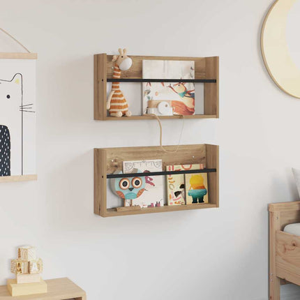 Tidningshylla 2 pcs Artisan Ek 60 x 12 x 30 cm Konstruerat trä