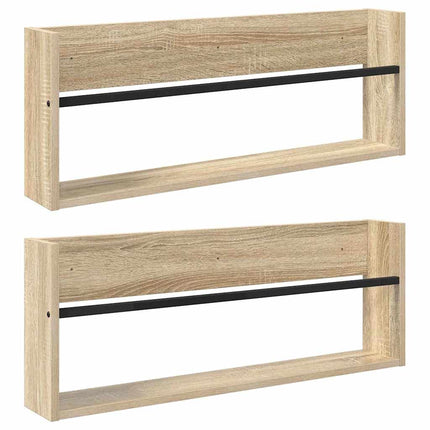 Tidningshylla 2 pcs Sonoma-ek 80 x 12 x 30 cm Konstruerat trä