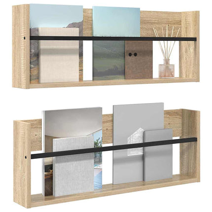 Tidningshylla 2 pcs Sonoma-ek 80 x 12 x 30 cm Konstruerat trä