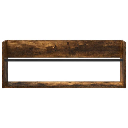 Tidningshylla med hylla Rökt ek 80 x 12 x 30 cm Konstruerat trä
