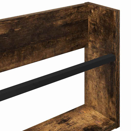 Tidningshylla 2 pcs Rökt ek 80 x 12 x 30 cm Konstruerat trä