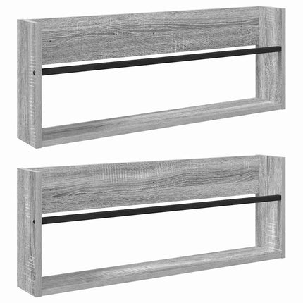 Tidningshylla 2 pcs Grå Sonoma 80 x 12 x 30 cm Konstruerat trä