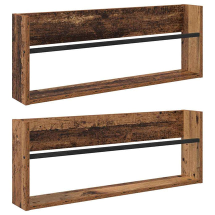 Tidningshylla 2 st Gammalt trä 80 x 12 x 30 cm Konstruerat trä