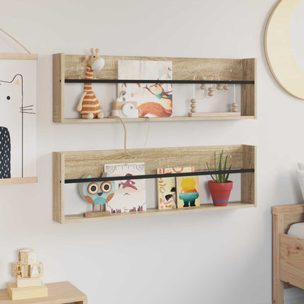 Tidningshylla 2 pcs Sonoma-ek 100 x 12 x 30 cm Konstruerat trä