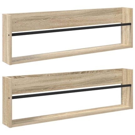 Tidningshylla 2 pcs Sonoma-ek 100 x 12 x 30 cm Konstruerat trä