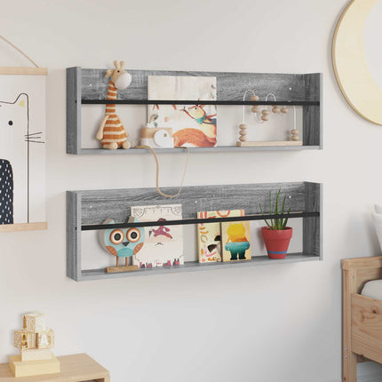 Tidningshylla 2 pcs Grå Sonoma 100 x 12 x 30 cm Konstruerat trä