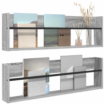 Tidningshylla 2 pcs Grå Sonoma 100 x 12 x 30 cm Konstruerat trä
