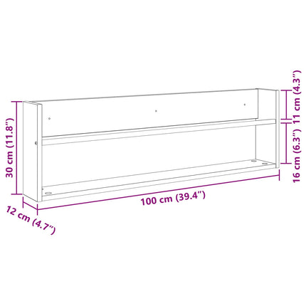 Tidningshylla med hylla 2 pcs Gammalt trä 100 x 12 x 30 cm