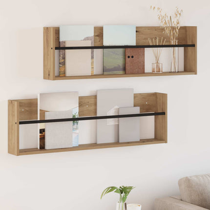 Tidningshylla 2 pcs Artisan Ek 100 x 12 x 30 cm Konstruerat trä