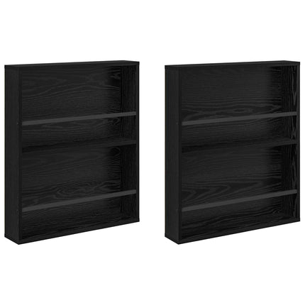 Tidningshylla 2 pcs Svart Ek 60 x 12 x 70 cm Konstruerat trä