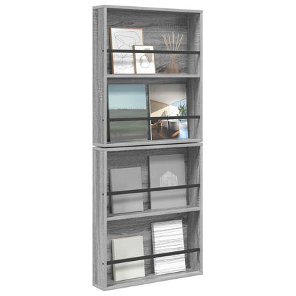 Tidningshylla 2 pcs Grå Sonoma 60 x 12 x 70 cm Konstruerat trä