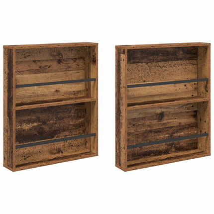 Tidningshylla 2 pcs Gammalt trä 60 x 12 x 70 cm Konstruerat trä