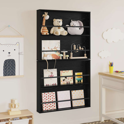 Tidningshylla 2 pcs Svart Ek 80 x 12 x 70 cm Konstruerat trä