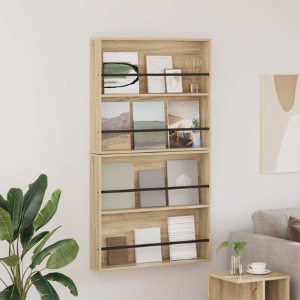 Tidningshylla 2 pcs Sonoma-ek 80 x 12 x 70 cm Konstruerat trä
