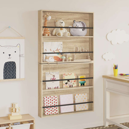 Tidningshylla 2 pcs Sonoma-ek 80 x 12 x 70 cm Konstruerat trä