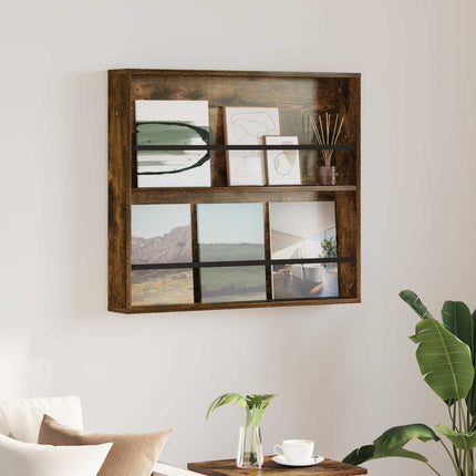 Tidningshylla med hylla Rökt ek 80 x 12 x 70 cm Konstruerat trä