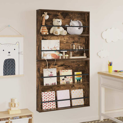 Tidningshylla 2 pcs Rökt ek 80 x 12 x 70 cm Konstruerat trä