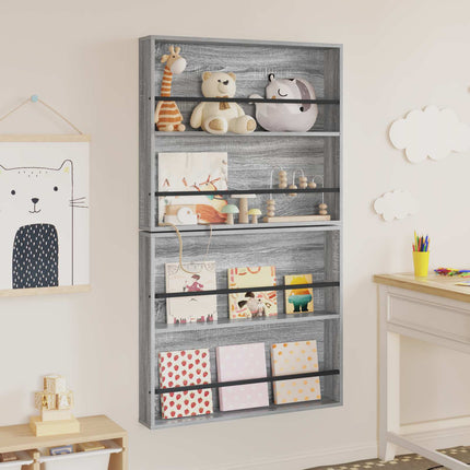 Tidningshylla 2 pcs Grå Sonoma 80 x 12 x 70 cm Konstruerat trä