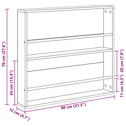 Tidningshylla 2 pcs Gammalt trä 80 x 12 x 70 cm Konstruerat trä