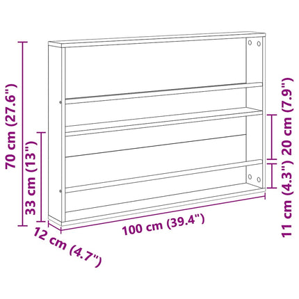 Tidningshylla 2 pcs Svart Ek 100 x 12 x 70 cm Konstruerat trä