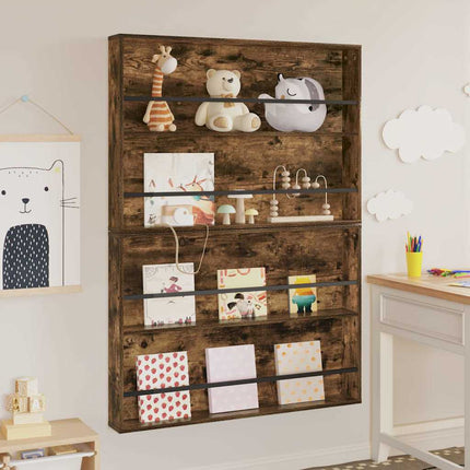 Tidningshylla 2 pcs Rökt ek 100 x 12 x 70 cm Konstruerat trä