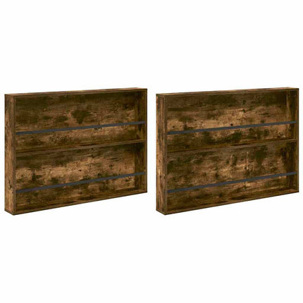 Tidningshylla 2 pcs Rökt ek 100 x 12 x 70 cm Konstruerat trä