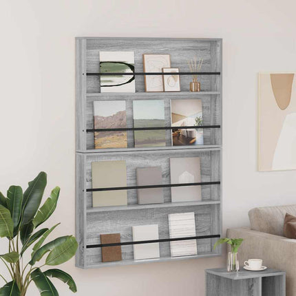 Tidningshylla 2 pcs Grå Sonoma 100 x 12 x 70 cm Konstruerat trä