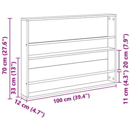 Tidningshylla Gammalt trä 100 x 12 x 70 cm Konstruerat trä