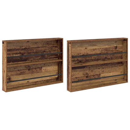 Tidningshylla med hylla 2 pcs Gammalt trä 100 x 12 x 70 cm