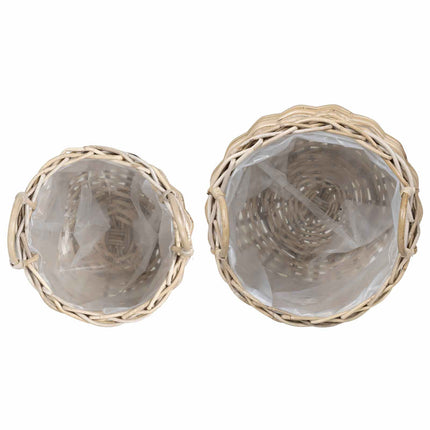 Planteringskorg med lagring 2 pcs Grå Lacak-rattan