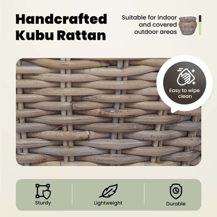 Planteringskorg med lagring 2 st Naturlig grå Kubu Rattan