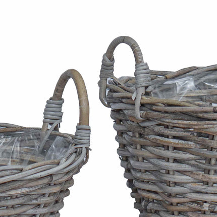Planteringskorg med lagring 2 pcs Grå Lacak Rattan
