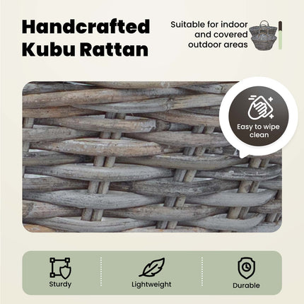 Planteringskorg med lagring 2 st Naturlig grå Kubu Rattan