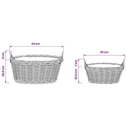 Planteringskorg med lagring 2 pcs Grå Lacak Rattan