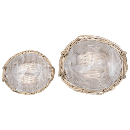 Planteringskorg med lagring 2 pcs Grå Lacak Rattan