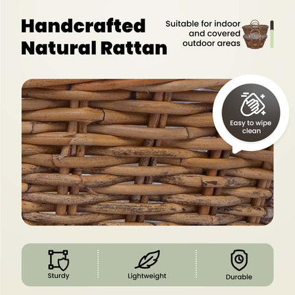 Planteringskorg med lagring 2 st Naturlig Brun Kubu Rattan