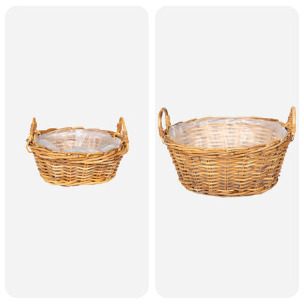 Planteringskorg med lagring 2 st Naturlig Brun Kubu Rattan
