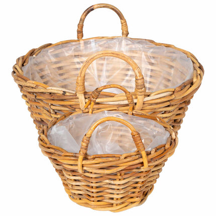 Planteringskorg med lagring 2 st Naturlig Brun Kubu Rattan