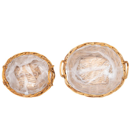 Planteringskorg med lagring 2 pcs Brun Lacak Rattan