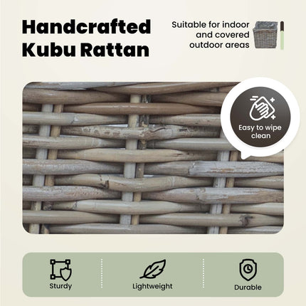 Planteringskorg med lagring 3 st Naturlig grå Kubu Rattan