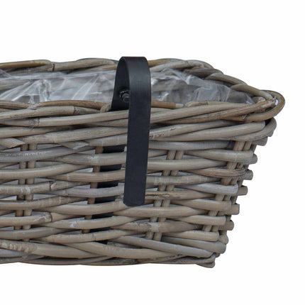 Hängande Planteringskorg 2 pcs Grå 48 x 22 x 15 cm Lacak Rattan