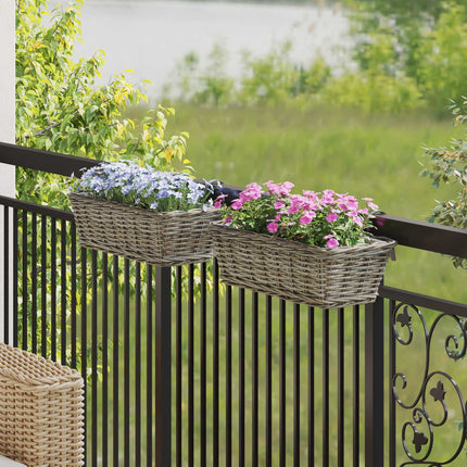 Hängande Planteringskorg 2 pcs Grå 48 x 22 x 15 cm Lacak Rattan