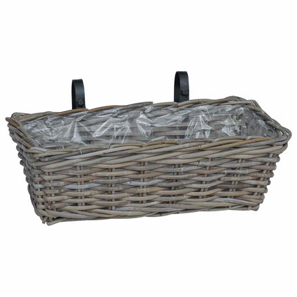 Hängande Planteringskorg 2 pcs Grå 48 x 22 x 15 cm Lacak Rattan