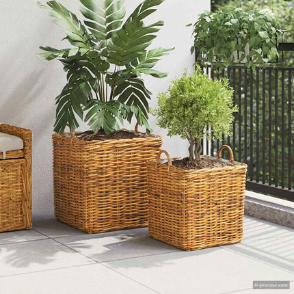Planteringskorg GENDT 2 st Naturlig Brun Kubu Rattan